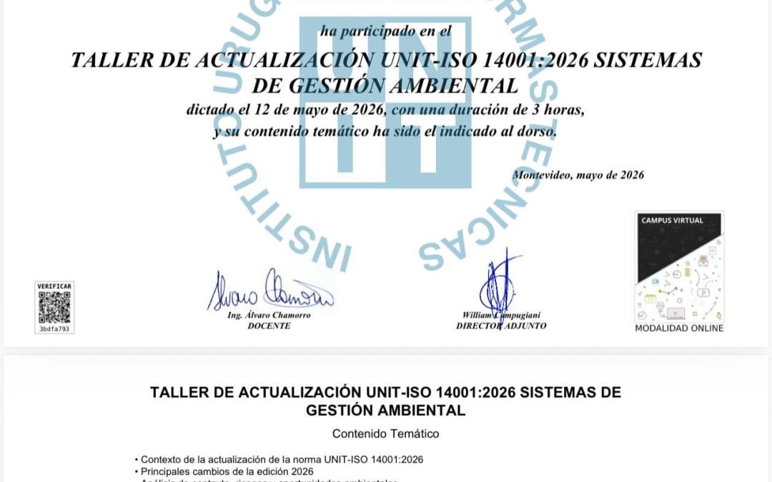 22/05/2026 – Nuestra actualización en MEDIO AMBIENTE  ISO 14001